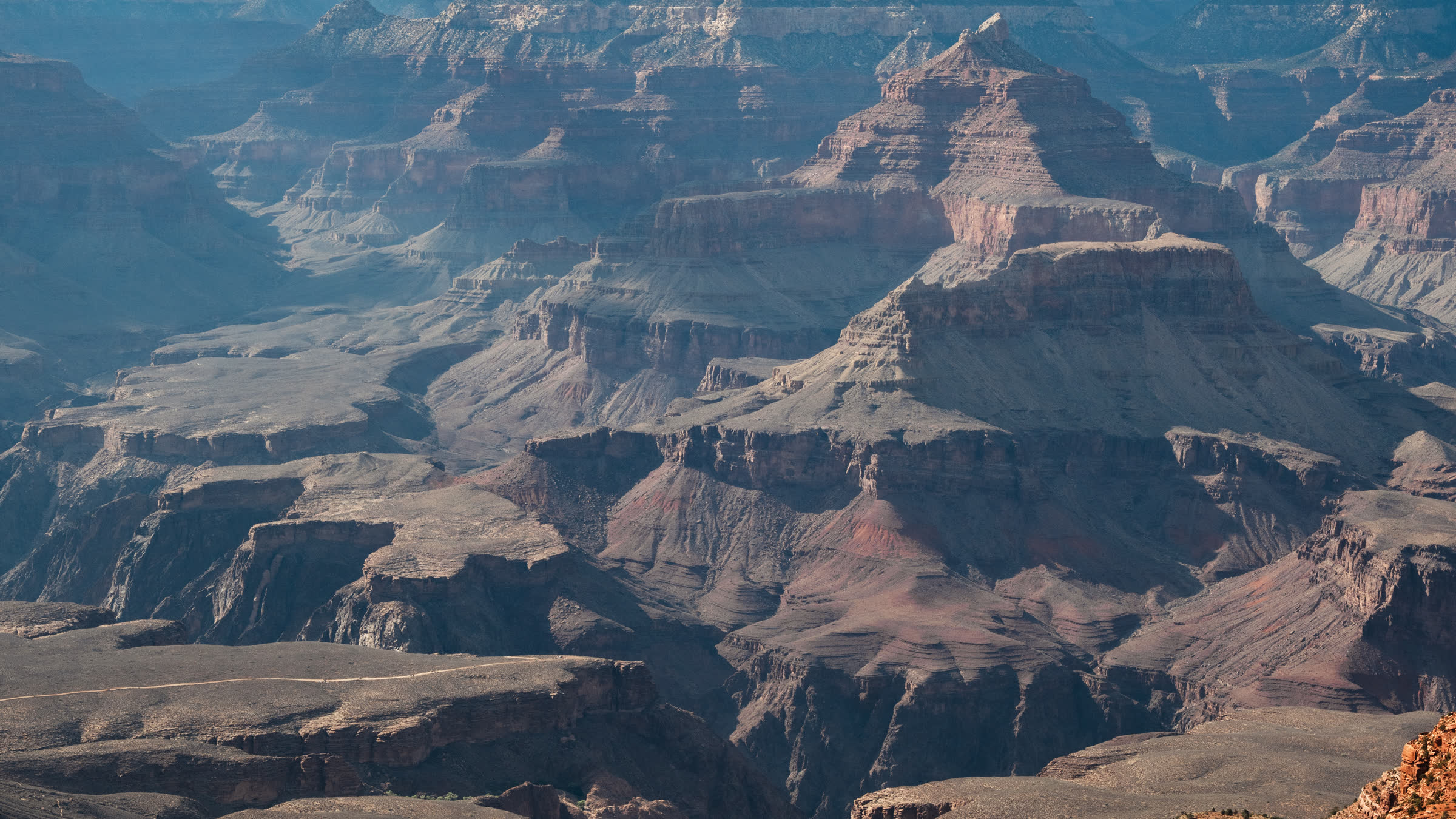 Layered walls and buttes of the Grand Canyon from the rim
